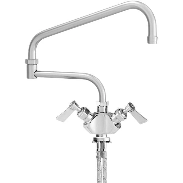 Fisher 52841 Deck Mounted Stainless Steel Faucet With Flex Inlets, 17" Double-Jointed Swing Nozzle, 2.2 GPM Aerator, And Lever Handles 3 Fisher 52841 Deck Mounted Stainless Steel Faucet With Flex Inlets, 17" Double-Jointed Swing Nozzle, 2.2 GPM Aerator, And Lever Handles