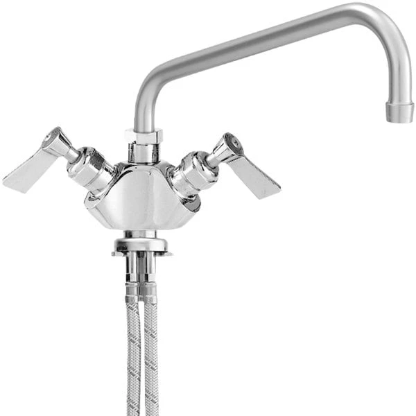 Fisher 52795 Deck Mounted Stainless Steel Faucet With Flex Inlets, 12" Swing Nozzle, 2.2 GPM Aerator, And Lever Handles 3 Fisher 52795 Deck Mounted Stainless Steel Faucet With Flex Inlets, 12" Swing Nozzle, 2.2 GPM Aerator, And Lever Handles