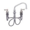 Fisher 59137 Deck Mounted Stainless Steel Faucet With Widespread Deck, 6" Swing Nozzle, 2.2 GPM Aerator, And Lever Handles