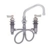 Fisher 59153 Deck Mounted Stainless Steel Faucet With Widespread Deck, 10" Swing Nozzle, 2.2 GPM Aerator, And Lever Handles