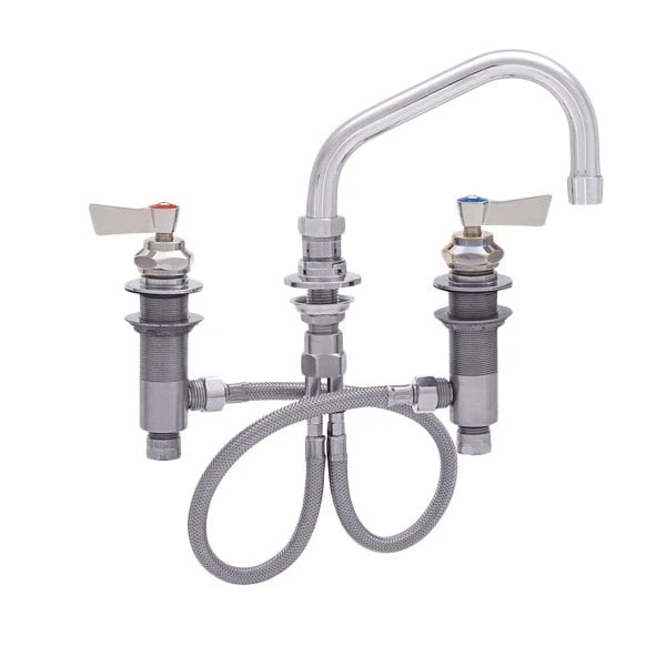 Fisher 59161 Deck Mounted Stainless Steel Faucet With Widespread Deck, 12" Swing Nozzle, 2.2 GPM Aerator, And Lever Handles 3 Fisher 59161 Deck Mounted Stainless Steel Faucet With Widespread Deck, 12" Swing Nozzle, 2.2 GPM Aerator, And Lever Handles