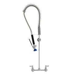 Fisher 67989 Backsplash Mounted Stainless Steel Pre-Rinse Faucet With 8" Centers, 36" Hose, And Wall Bracket
