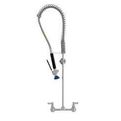 Fisher 52922 Backsplash Mounted Stainless Steel Pre-Rinse Faucet With 8" Centers, 36" Hose, EZ Install Adapters, And Wall Bracket