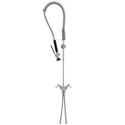 Fisher 53007 Deck Mounted Stainless Steel Pre-Rinse Faucet With Flex Inlets, 36" Hose, And Wall Bracket