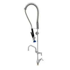 Fisher 68012 Deck Mounted Stainless Steel Pre-Rinse Faucet With 36" Hose, 6" Add-On Faucet, And Wall Bracket