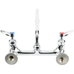 T&S Brass And Bronze Works T&S B-2414-CR-SC Wall Mount Mixing Faucet With 8" Adjustable Centers, 8" Swing Nozzle, Spring Checks, And Cerama Cartridges -T&S Brass Shop 1474928