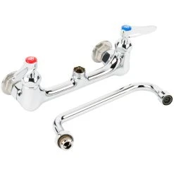 T&S Brass And Bronze Works T&S B-2414-CR-SC Wall Mount Mixing Faucet With 8" Adjustable Centers, 8" Swing Nozzle, Spring Checks, And Cerama Cartridges -T&S Brass Shop 1474933