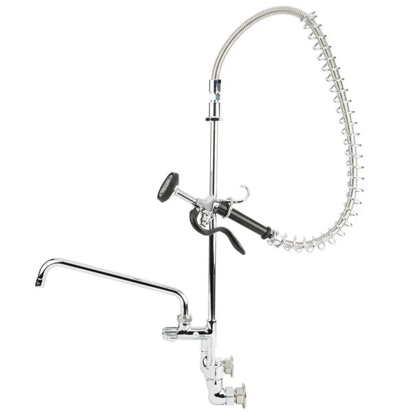 T&S Brass And Bronze Works Equip By T&S 5PR-8WWS12 Wall Mounted 35 3/4" High Pre-Rinse Faucet With 8" Adjustable Centers, Wrist Action Handles, 44" Hose, 12" Add-On Faucet, Supply Inlet Kit, And 6" Wall Bracket 5 T&S Brass And Bronze Works Equip By T&S 5PR-8WWS12 Wall Mounted 35 3/4" High Pre-Rinse Faucet With 8" Adjustable Centers, Wrist Action Handles, 44" Hose, 12" Add-On Faucet, Supply Inlet Kit, And 6" Wall Bracket - Image 3