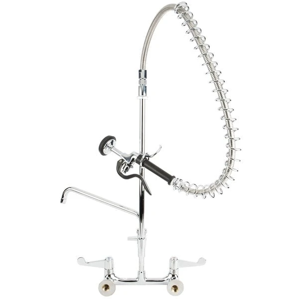 T&S Brass And Bronze Works Equip By T&S 5PR-8WWS12 Wall Mounted 35 3/4" High Pre-Rinse Faucet With 8" Adjustable Centers, Wrist Action Handles, 44" Hose, 12" Add-On Faucet, Supply Inlet Kit, And 6" Wall Bracket 6 T&S Brass And Bronze Works Equip By T&S 5PR-8WWS12 Wall Mounted 35 3/4" High Pre-Rinse Faucet With 8" Adjustable Centers, Wrist Action Handles, 44" Hose, 12" Add-On Faucet, Supply Inlet Kit, And 6" Wall Bracket - Image 4