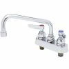 T&S Brass And Bronze Works T&S B-1110-XS-V12CR Deck Mounted Workboard Faucet With 4" Centers, 6" Swing Spout, 1.2 GPM Aerator, Cerama Cartridges, And Lever Handles