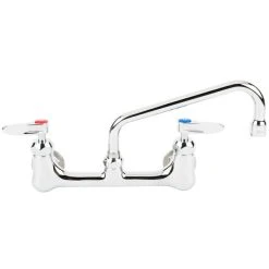 T&S Brass And Bronze Works Equip By T&S 5F-8WLB08 Wall Mounted Faucet With 8" Centers, 8 1/8" Swing Spout, Laminar Flow Device, Cerama Cartridges, And Lever Handles