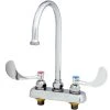 T&S Brass And Bronze Works T&S B-1141-XSCR4V15 Deck Mounted Workboard Faucet With 4" Centers, 5 3/4" Gooseneck Spout, 1.5 GPM Aerator, Cerama Cartridges, And Wrist Action Handles -T&S Brass Shop 1503534