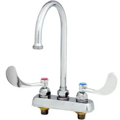 T&S Brass And Bronze Works T&S B-1141-XSCR4V15 Deck Mounted Workboard Faucet With 4" Centers, 5 3/4" Gooseneck Spout, 1.5 GPM Aerator, Cerama Cartridges, And Wrist Action Handles