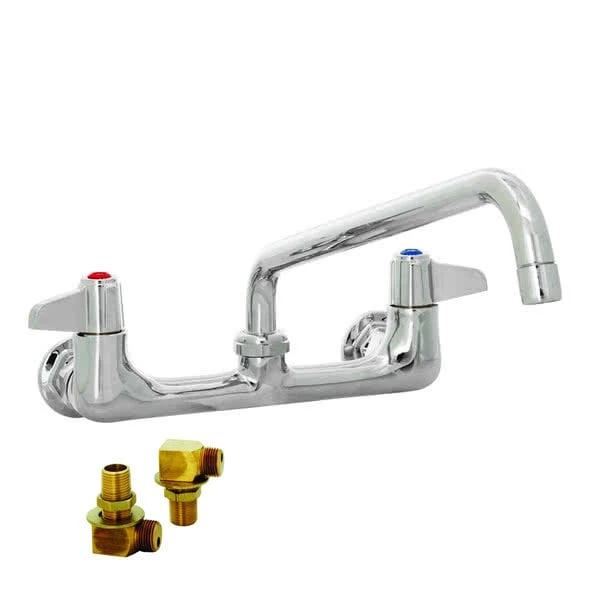 T&S Brass And Bronze Works Equip By T&S 5F-8WLS06 Wall Mounted Faucet With 8" Adjustable Centers, 6 1/8" Swing Spout, Laminar Flow Device, Cerama Cartridges, Lever Handles, And Elbows 3 T&S Brass And Bronze Works Equip By T&S 5F-8WLS06 Wall Mounted Faucet With 8" Adjustable Centers, 6 1/8" Swing Spout, Laminar Flow Device, Cerama Cartridges, Lever Handles, And Elbows