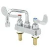 T&S Brass And Bronze Works T&S B-1110-XS-WH4 Deck Mounted Workboard Faucet With 4" Centers, 6" Swing Spout, 2.2 GPM Aerator, Eterna Cartridges, And Wrist Handles -T&S Brass Shop 1514664