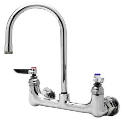 T&S Brass And Bronze Works T&S B-0331-VF035-EL Wall Mounted Pantry Faucet With 8" Centers, 5 3/4" Gooseneck Spout, .35 Non-Aerated Spray Device, Eterna Cartridges, And Lever Handles