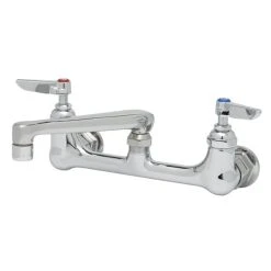 T&S Brass And Bronze Works T&S B-0230-01-QT-VR Wall Mounted Faucet With 8" Adjustable Centers, 6" Cast Swing Spout, 2.2 GPM Aerator, Eterna Cartridges, And Lever Handles