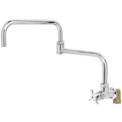 T&S Brass And Bronze Works T&S B-0296-18DJ-CKP Deck Mounted Single Hole Faucet With 18" Big-Flo Double-Jointed Swing Spout, Plain Outlet, Cerama Cartridges, And Lever Handle