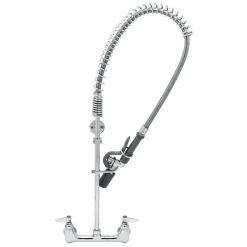 T&S Brass And Bronze Works T&S B-0133-CR-BJ-ST EasyInstall Wall Mounted Pre-Rinse Faucet With 8" Centers, 1.07 GPM Spray Valve, Cerama Cartridges, And Lever Handles