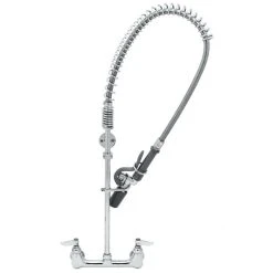 T&S Brass And Bronze Works T&S B-0133-CR-B08 EasyInstall Wall Mounted Pre-Rinse Faucet With 8" Centers, 1.07 GPM Spray Valve, Cerama Cartridges, And Lever Handles