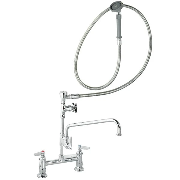 T&S Brass And Bronze Works T&S B-0177-60X-LF22 Deck Mounted Pre-Rinse Faucet With 8" Centers, 1.15 GPM Spray Valve, Eterna Cartridges, And Lever Handles 3 T&S Brass And Bronze Works T&S B-0177-60X-LF22 Deck Mounted Pre-Rinse Faucet With 8" Centers, 1.15 GPM Spray Valve, Eterna Cartridges, And Lever Handles