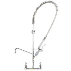 T&S Brass And Bronze Works T&S B-0133-10CRBJST EasyInstall Wall Mounted Pre-Rinse Faucet With 8" Centers, 1.07 GPM Spray Valve, 10" Add-On Faucet, Cerama Cartridges, And Lever Handles