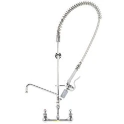 T&S Brass And Bronze Works T&S B-0133-12CRBJSK EasyInstall Wall Mounted Pre-Rinse Faucet With 8" Centers, 1.07 GPM Spray Valve, 12" Add-On Faucet, Cerama Cartridges, And Lever Handles