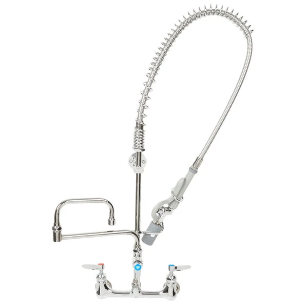 T&S Brass And Bronze Works T&S B-0133-18DACRBJ EasyInstall Wall Mounted Pre-Rinse Faucet With 8" Centers, 1.07 GPM Spray Valve, 18" Double-Jointed Add-On Faucet, Cerama Cartridges, And Lever Handles 3 T&S Brass And Bronze Works T&S B-0133-18DACRBJ EasyInstall Wall Mounted Pre-Rinse Faucet With 8" Centers, 1.07 GPM Spray Valve, 18" Double-Jointed Add-On Faucet, Cerama Cartridges, And Lever Handles