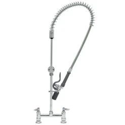 T&S Brass And Bronze Works T&S B-0123-J EasyInstall Deck Mounted Pre-Rinse Faucet With 8" Centers, 1.07 GPM Spray Valve, Eterna Cartridges, And Lever Handles