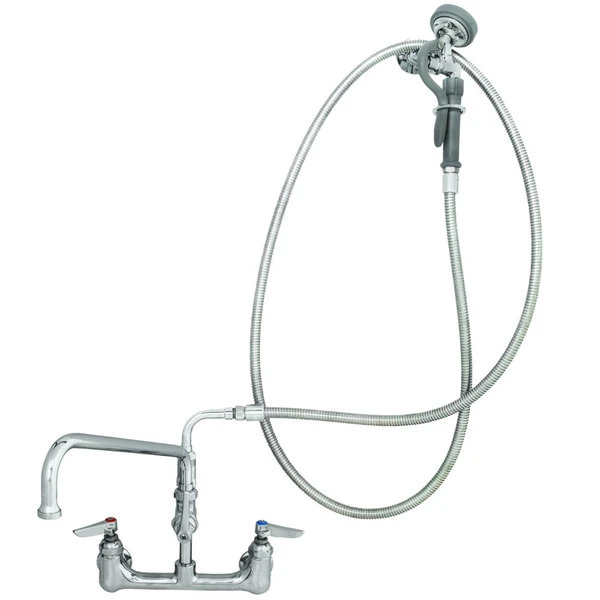 T&S Brass And Bronze Works T&S B-0179-01-CR Deck Mounted Pre-Rinse Faucet With Flex Inlets, 104" Hose, And 18" Double Jointed Add-On Faucet With Control Knob 3 T&S Brass And Bronze Works T&S B-0179-01-CR Deck Mounted Pre-Rinse Faucet With Flex Inlets, 104" Hose, And 18" Double Jointed Add-On Faucet With Control Knob