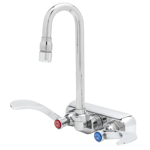 T&S Brass And Bronze Works T&S B-1115-132XAW4K Wall Mounted Workboard Faucet With 4" Centers, 2 7/8" Gooseneck Spout, 2.2 GPM Aerator, Eterna Cartridges, Elbows, And Wrist Handles 3 T&S Brass And Bronze Works T&S B-1115-132XAW4K Wall Mounted Workboard Faucet With 4" Centers, 2 7/8" Gooseneck Spout, 2.2 GPM Aerator, Eterna Cartridges, Elbows, And Wrist Handles