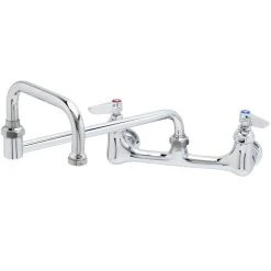 T&S Brass And Bronze Works T&S B-0230-24DJ-CR Wall Mounted Faucet With 8" Adjustable Centers, 24" Double-Jointed Swing Spout, Stream Regulator Outlet, Cerama Cartridges, And Lever Handles