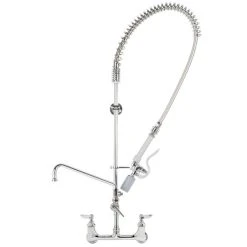 T&S Brass And Bronze Works T&S B-0133-14CRBJSX EasyInstall Wall Mounted Pre-Rinse Faucet With 8" Centers, 44" Hose, 10" Riser, 14" Add-On Faucet, And 6" Wall Bracket