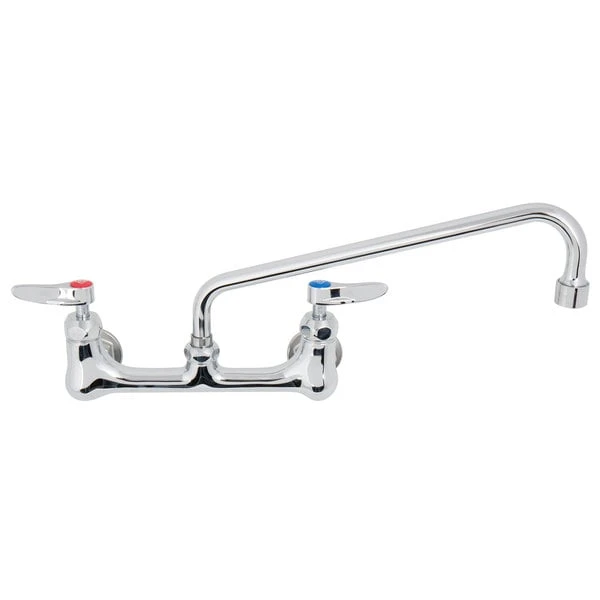 T&S Brass And Bronze Works T&S B-0231-VF22-CR Wall Mounted Faucet With 8" Adjustable Centers, 12" Swing Spout, 2.2 GPM Aerator, Cerama Cartridges, And Lever Handles 4 T&S Brass And Bronze Works T&S B-0231-VF22-CR Wall Mounted Faucet With 8" Adjustable Centers, 12" Swing Spout, 2.2 GPM Aerator, Cerama Cartridges, And Lever Handles - Image 2