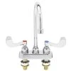 T&S Brass And Bronze Works T&S B-1141-04XS-F12 Deck Mounted Workboard Faucet With 4" Centers, 5 3/4" Gooseneck Spout, 1.2 GPM Aerator, Eterna Cartridges, And Wrist Handles