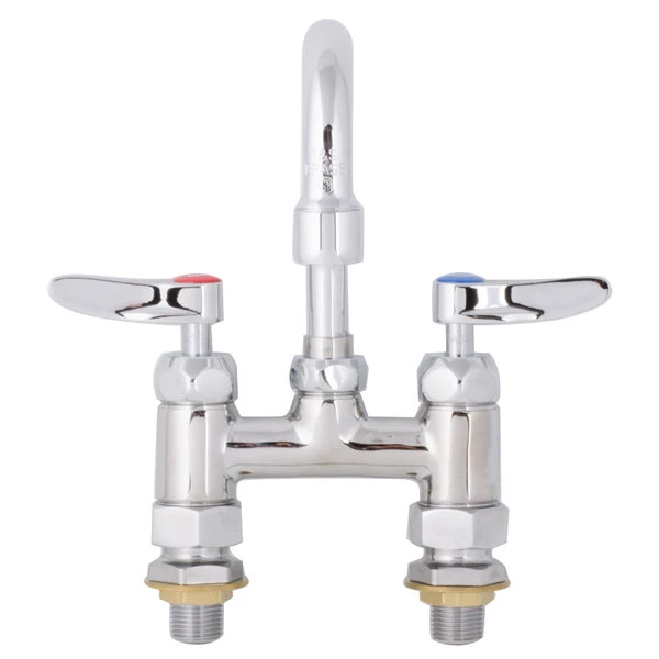 T&S Brass And Bronze Works T&S B-0225-61X-CCCR Deck Mounted Faucet With 4" Centers, 10" Swing Spout, Stream Regulator Outlet, Cerama Cartridges, And Lever Handles 4 T&S Brass And Bronze Works T&S B-0225-61X-CCCR Deck Mounted Faucet With 4" Centers, 10" Swing Spout, Stream Regulator Outlet, Cerama Cartridges, And Lever Handles - Image 2