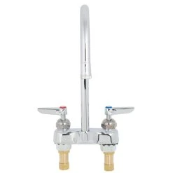 T&S Brass And Bronze Works T&S B-0874-122X-CR Deck Mounted Faucet With 4" Centers, 5 1/2" Gooseneck Spout, Stream Regulator Outlet, Cerama Cartridges, And Lever Handles -T&S Brass Shop 1589469