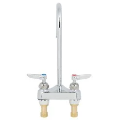T&S Brass And Bronze Works T&S B-0874-122X-CR Deck Mounted Faucet With 4" Centers, 5 1/2" Gooseneck Spout, Stream Regulator Outlet, Cerama Cartridges, And Lever Handles -T&S Brass Shop 1589472
