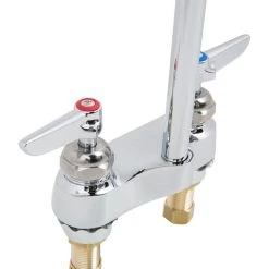 T&S Brass And Bronze Works T&S B-0874-122X-CR Deck Mounted Faucet With 4" Centers, 5 1/2" Gooseneck Spout, Stream Regulator Outlet, Cerama Cartridges, And Lever Handles -T&S Brass Shop 1589474
