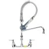 T&S Brass And Bronze Works T&S MPR-8WLN-08-CRS Low Profile Wall Mounted Pre-Rinse Faucet With 8" Centers, 24" Hose, 1.07 GPM Spray Valve, Swivel, 8" Add-On Faucet, And Wall Bracket -T&S Brass Shop 1597690