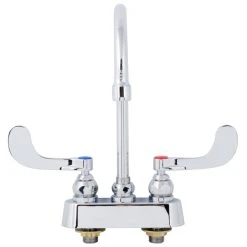 T&S Brass And Bronze Works T&S B-1140-WH4 Deck Mounted Workboard Faucet With 3 1/2" Centers, 5 3/4" Gooseneck Spout, 2.2 GPM Aerator, Eterna Cartridges And Wrist Handles -T&S Brass Shop 1598807