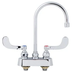 T&S Brass And Bronze Works T&S B-1140-WH4 Deck Mounted Workboard Faucet With 3 1/2" Centers, 5 3/4" Gooseneck Spout, 2.2 GPM Aerator, Eterna Cartridges And Wrist Handles -T&S Brass Shop 1598810