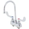 T&S Brass And Bronze Works T&S B-1140-WH4 Deck Mounted Workboard Faucet With 3 1/2" Centers, 5 3/4" Gooseneck Spout, 2.2 GPM Aerator, Eterna Cartridges And Wrist Handles