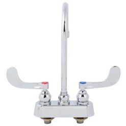 T&S Brass And Bronze Works T&S B-1140-WH4 Deck Mounted Workboard Faucet With 3 1/2" Centers, 5 3/4" Gooseneck Spout, 2.2 GPM Aerator, Eterna Cartridges And Wrist Handles -T&S Brass Shop 1598816