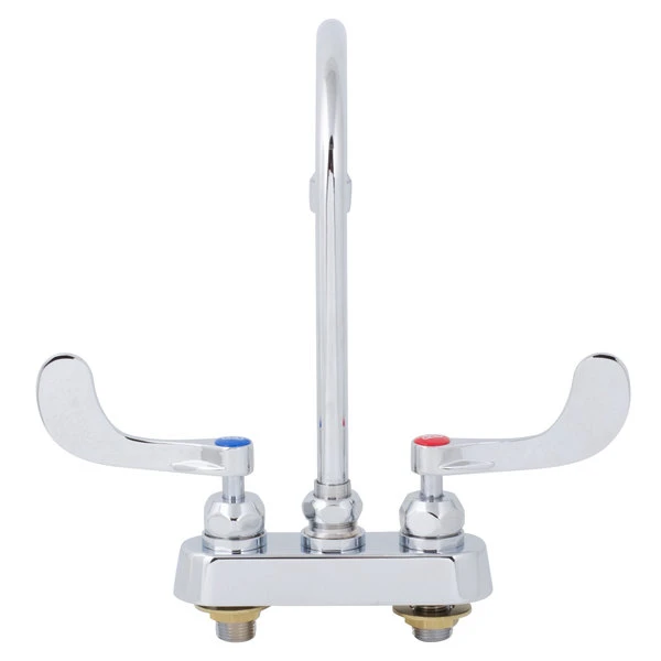 T&S Brass And Bronze Works T&S B-1141-04-CR Deck Mounted Workboard Faucet With 4" Centers, 5 3/4" Gooseneck Spout, 2.2 GPM Aerator, Cerama Cartridges, And Wrist Handles 7 T&S Brass And Bronze Works T&S B-1141-04-CR Deck Mounted Workboard Faucet With 4" Centers, 5 3/4" Gooseneck Spout, 2.2 GPM Aerator, Cerama Cartridges, And Wrist Handles - Image 5