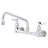 T&S Brass And Bronze Works T&S B-2342-VF22-CR Wall Mounted Faucet With 8" Adjustable Centers, 10" Swing Spout, 2.2 GPM Aerator, Cerama Cartridges, And Lever Handles