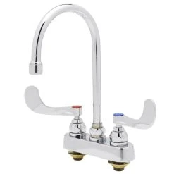 T&S Brass And Bronze Works T&S B-1141-2W4V12CR Deck Mounted Workboard Faucet With 4" Centers, 4 3/8" Gooseneck Spout, 1.2 GPM Aerator, Cerama Cartridges, And Wrist Handles