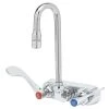 T&S Brass And Bronze Works T&S B-1115-132XN5Q4 Wall Mounted Workboard Faucet With 4" Centers, 2 7/8" Gooseneck Spout, .5 GPM Non-Aerated Spray Device, Eterna Cartridges, And Wrist Handles