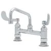 T&S Brass And Bronze Works T&S B-0220-061X-WH4 Deck Mounted Pantry Faucet With 8" Adjustable Centers, 10" Swing Spout, Stream Regulator Outlet, Eterna Cartridges, And Wrist Handles -T&S Brass Shop 1606715