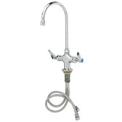 T&S Brass And Bronze Works T&S B-0301-01-QT-VR Deck Mounted Pantry Faucet With Flex Inlets, 5 3/4" Gooseneck Spout, 2.2 GPM Aerator, Eterna Cartridges, And Lever Handles